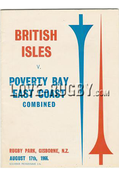 1966 Poverty Bay-East Coast v British Isles  Rugby Programme